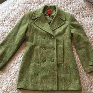 Green tweed pea coat